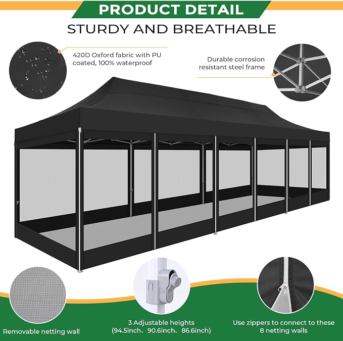COBIZI 10x30 Heavy Duty Pop Up Canopy - Image 6