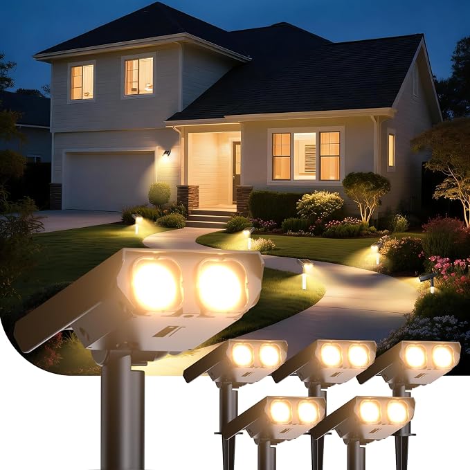 Solar Spot Lights Outdoor Adjustable Beam & PC Light Guide Column, 6 Pack Solar by Unknown