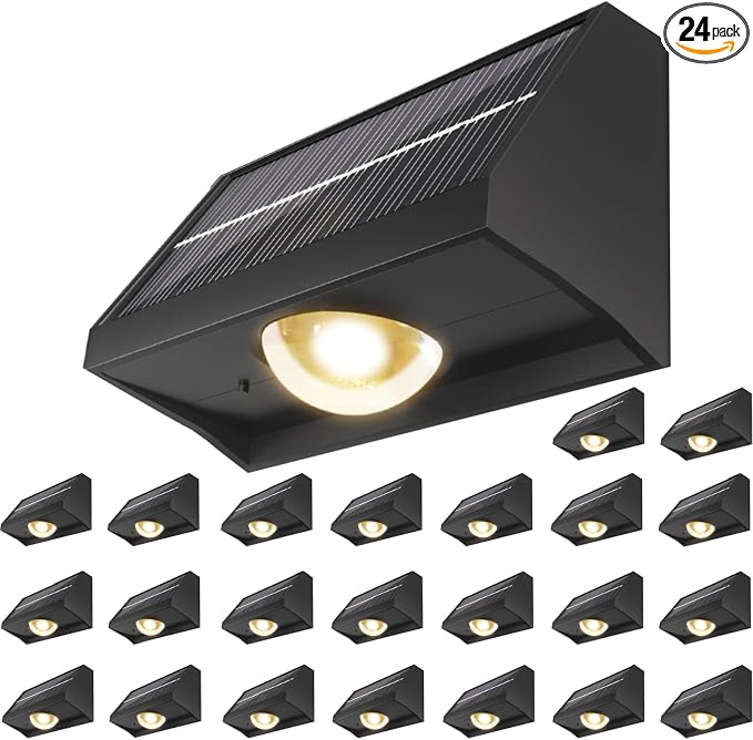 Solar Fence Lights Outdoor Waterproof High Brightness LED Spot Lens Deck Lights by SenLuKit