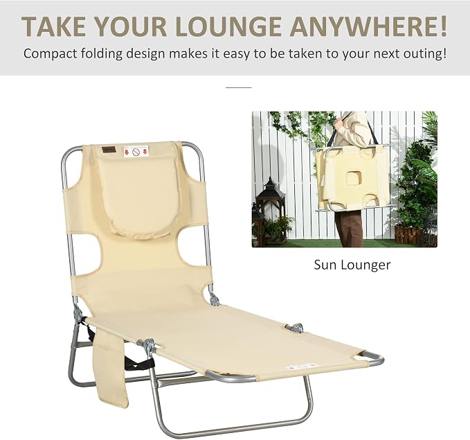 Outsunny Folding Beach Lounge Chair - Image 7