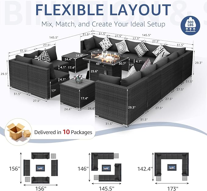 NICESOUL 15 Piece Outdoor Patio Furniture Set - Image 6
