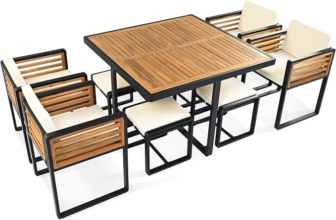 Merax 9 Pieces Outdoor Dining Set - Image 6