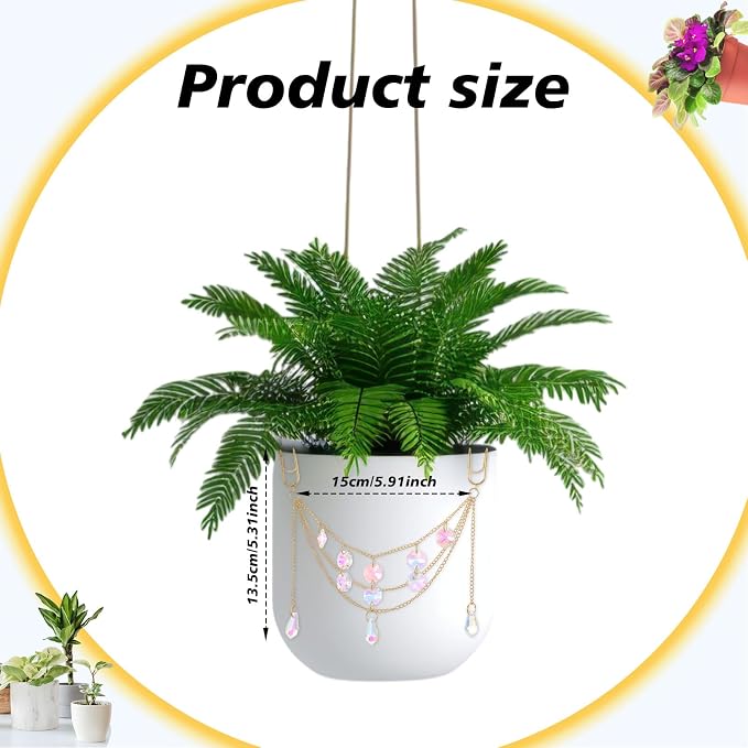 Sun Catcher Plant Hanger with Beads and Glass Crystal Beaded Plant Accessories - Image 7