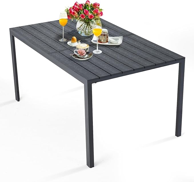 AECOJOY 60" Outdoor Dining Table, Aluminum Patio Table by AECOJOY