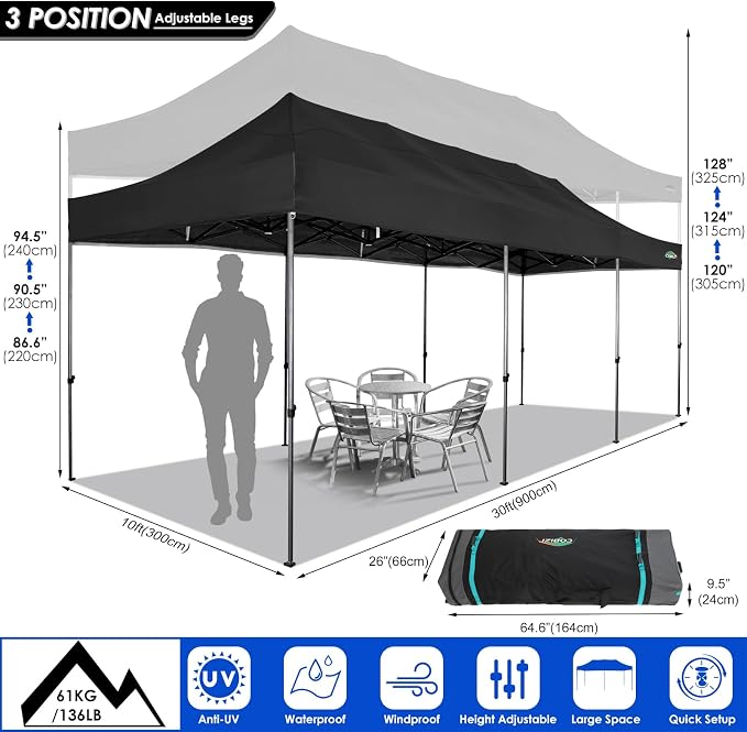 COBIZI 10x30 Pop up Canopy Tent 10x30 Canopy - Image 7
