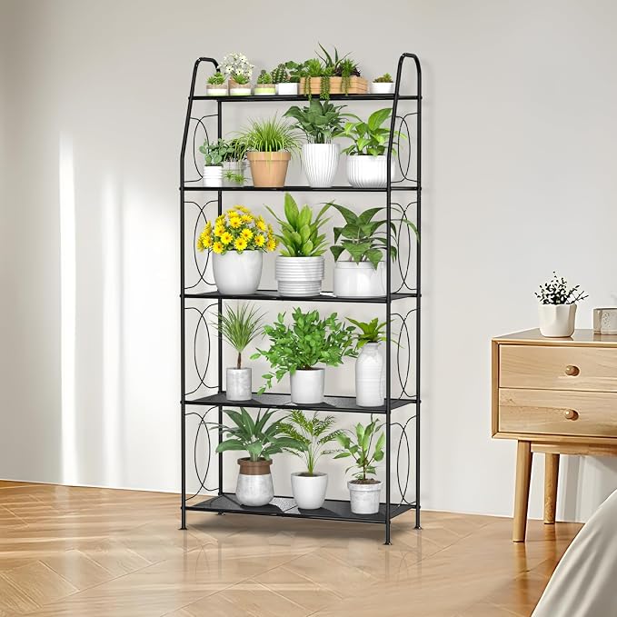 5 Tier Plant Stand Indoor Outdoor, Heavy Duty Plant Shelf, Metal Mesh Tall - Image 2
