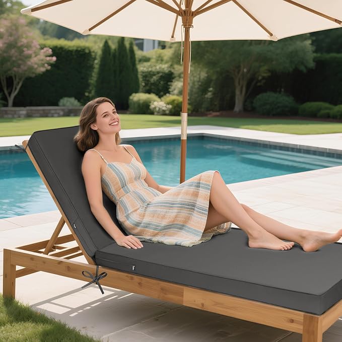 Lounge Chair Cushion Waterproof Chaise Lounge Cushions 72x21x3 Inch Non-Slip - Image 6