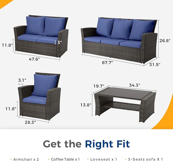 Wisteria Lane 5 Piece Patio Furniture Set, Wicker Outdoor Patio Conversation - Image 7
