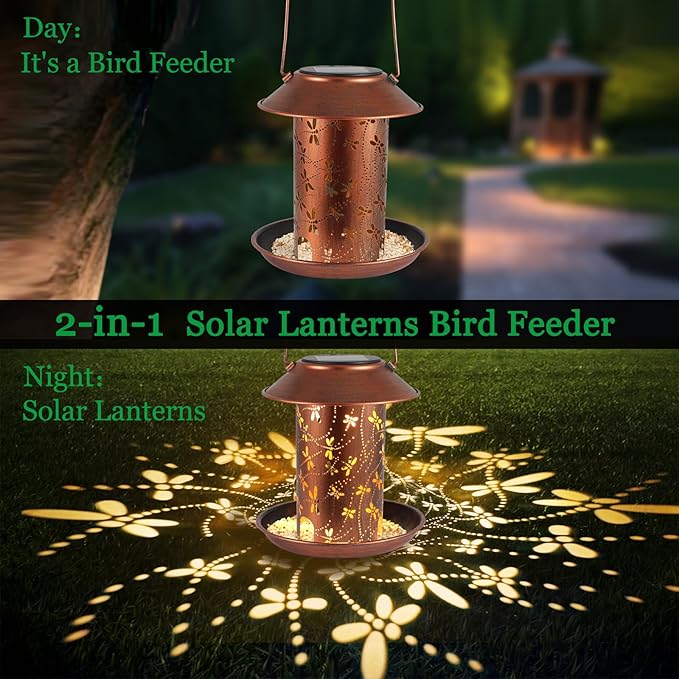 Bird Feeders for Outdoors Dragonfly Solar Lanterns Outdoor Waterproof Garden - Image 3