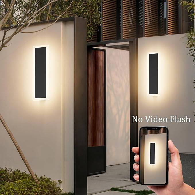 2 Pack 11.8in Modern Outdoor Wall Light Black Exterior Wall Sconces IP65 - Image 7