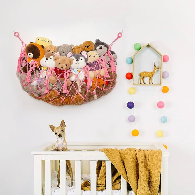 Stuffed Animal Net or Hammock Macrame Toy Diaplay Plush Toy Holder Corner Wall - Image 2