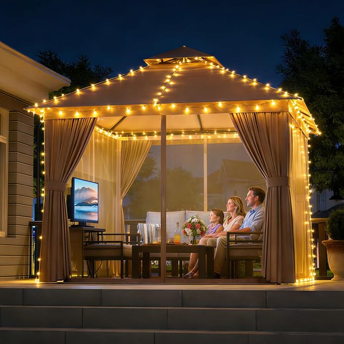 Aoxun Outdoor Gazebo for Patio 10x10 Metal Frame Canopy - Image 3