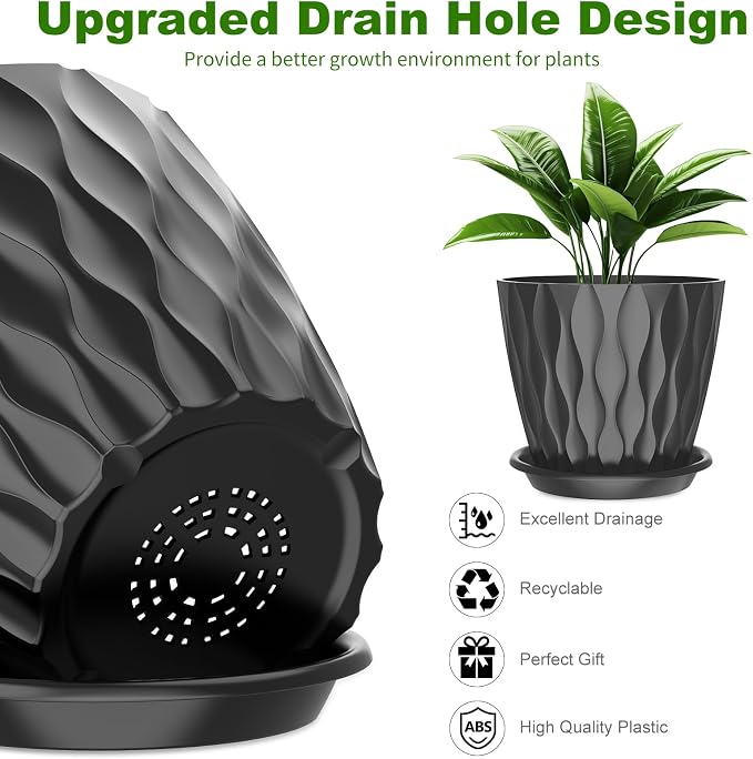 6 Pack 6 Inch Indoor Plant Pots - Image 3