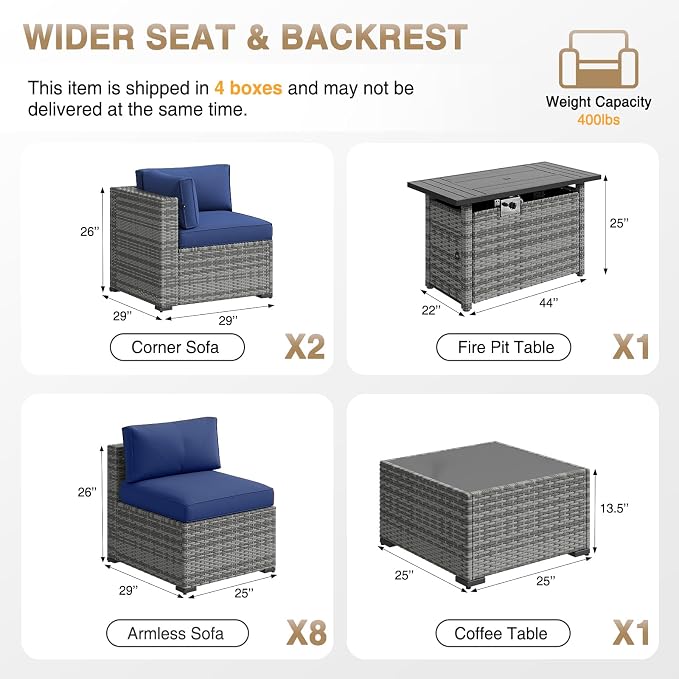 Aoxun Patio Furniture Sets, 12-Piece Outdoor Patio Furniture - Image 7