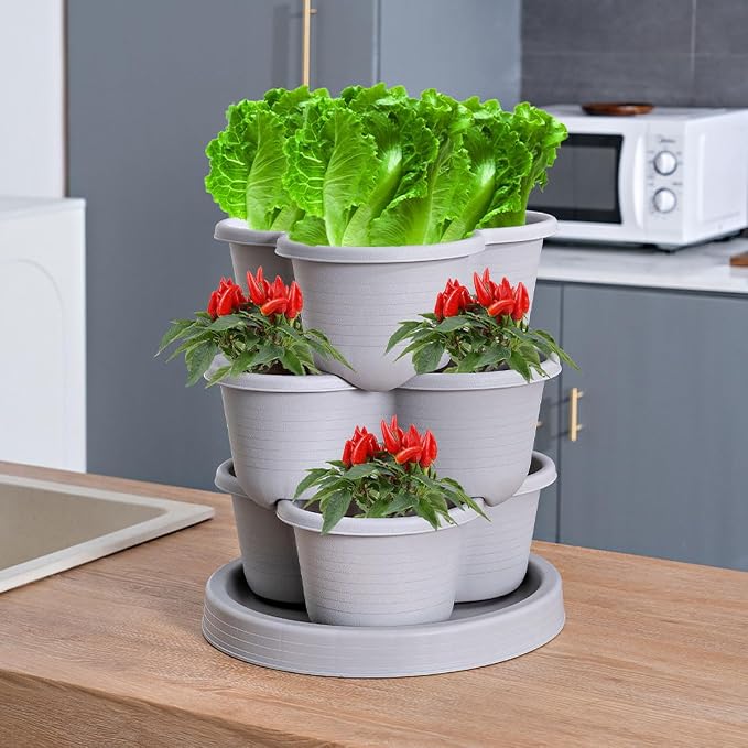 Vertical Strawberry Planter 3 Tier Hanging Vertical Gardening Stackable Planter - Image 6