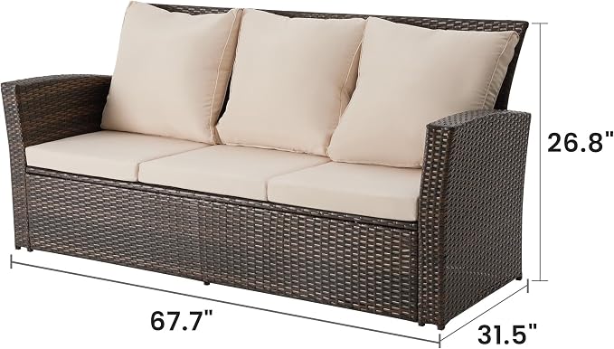 Wisteria Lane All Weather Wicker Patio Couch, 3 Seats Patio Sofa - Image 2