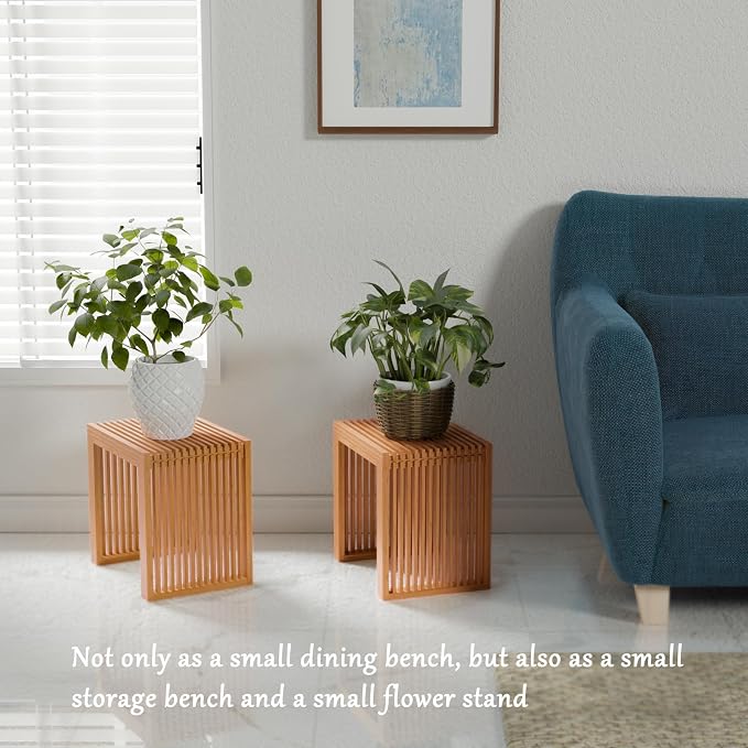 Bamboo Dining Bench Indoor Small Bench Entryway Shoe Rack Bench, Outdoor Modern - Image 7
