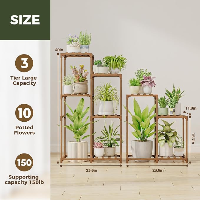 Bamworld Indoor Plant Stands Outdoor Combo Plant Shelves - Image 6