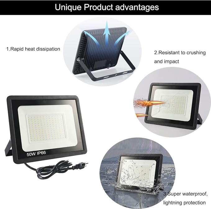 4Pack LED Flood Light Outdoor, 50W LED Work Light 5500lm - Image 5