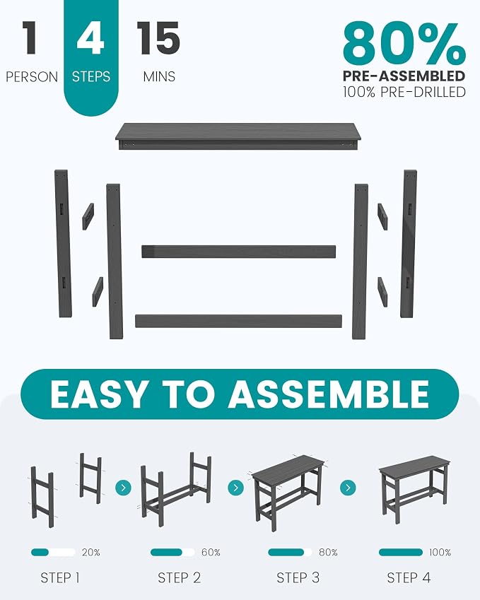 SERWALL 41" Outdoor Bar Table - Image 7
