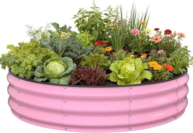 Galvanized Raised Garden Bed 4×4×1 FT, Round Metal Raised Garden Bed Outdoor by Pattiumo