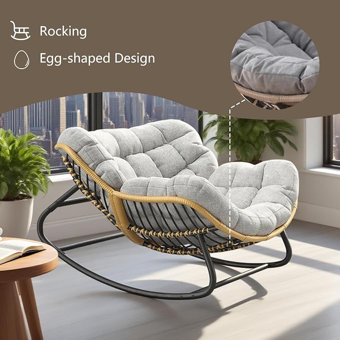 Oversized Papasan Rocking Chair - Image 7