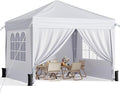 10x10 Pop Up Canopy with Sidewalls, Instant Portable Canopy Tent with Carry Bag by Vinabilia