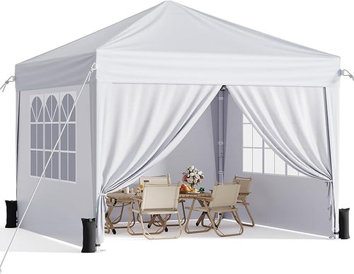 10x10 Pop Up Canopy with Sidewalls, Instant Portable Canopy Tent with Carry Bag by Vinabilia
