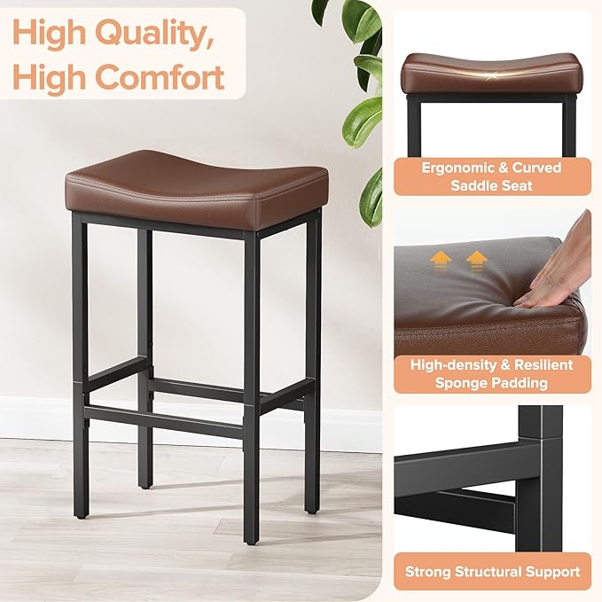 24 Inch Counter Height Bar Stools Set of 3, Compact Counter Stools - Image 3
