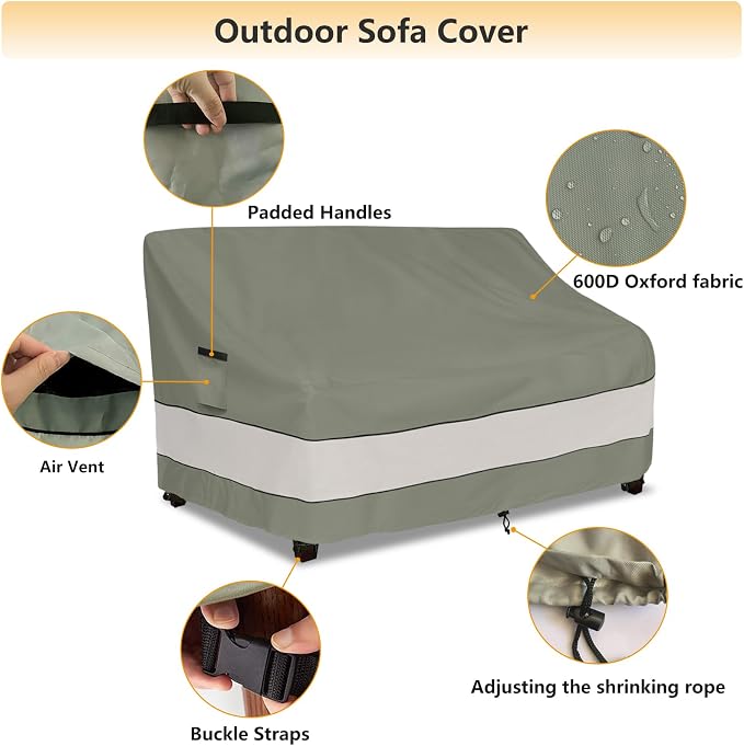 Outdoor Sofa Cover, Patio Loveseat Cover, 3-Seater Bench Cover, Waterproof - Image 3