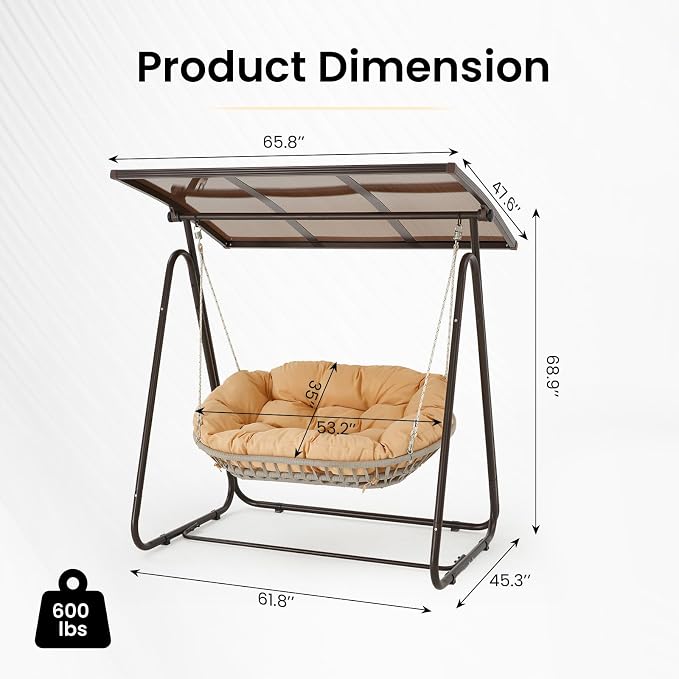 2-Person Outdoor Porch Swing - Image 3