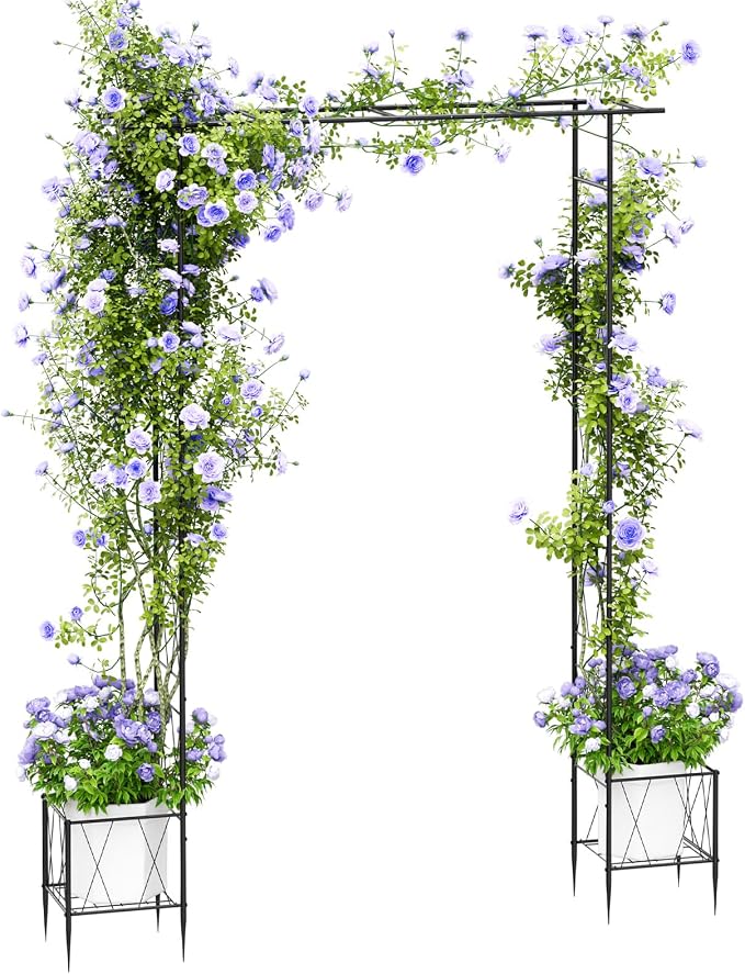 Garden Arch Trellis for Climbing Plants Outdoor 7.7 Ft Metal Garden Arbor by OYEAL