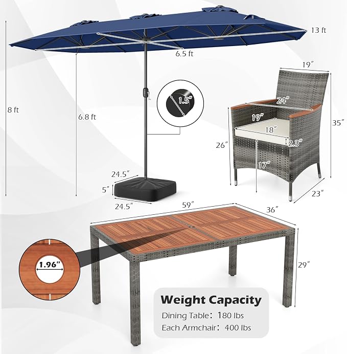 Tangkula 9 Piece Rattan Outdoor Dining Set - Image 6