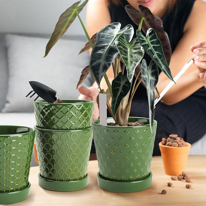 EFISPSS Ceramic Plant Pots, 5 Inch Planters - Image 6