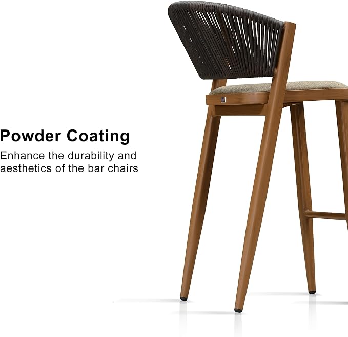 PURPLE LEAF Bar Stool Set of 2 Outdoor Bar Chairs - Image 7