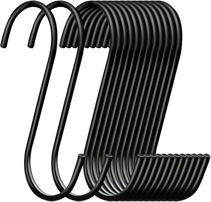 30 Pack 3.7 inch Length S Hooks Black Steel S Shaped Hooks by ESFUN