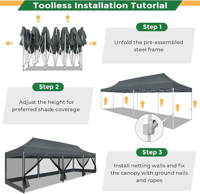 COBIZI 10x30 Heavy Duty Pop Up Canopy Tent - Image 7