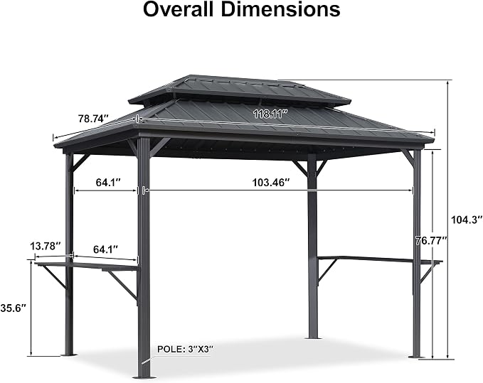 PURPLE LEAF 6.5' X 10' Hardtop Grill Gazebo - Image 3
