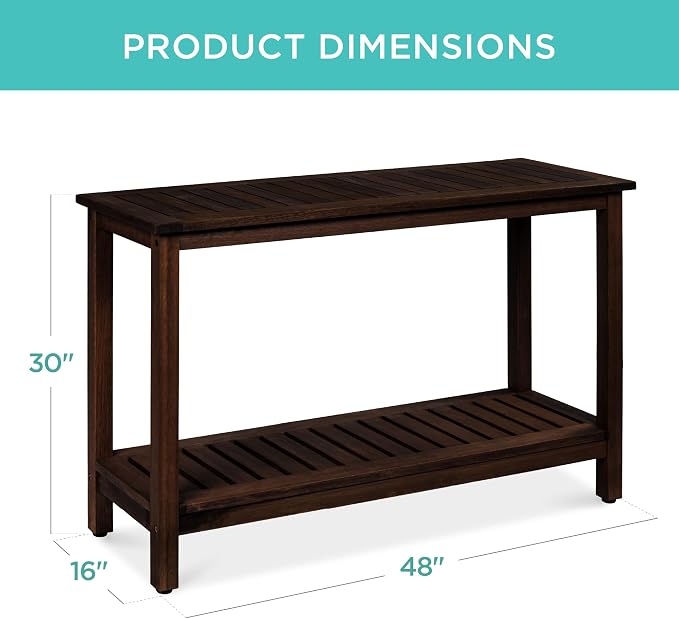 Best Choice Products 48in 2-Shelf Eucalyptus Wooden Console Table Indoor - Image 2
