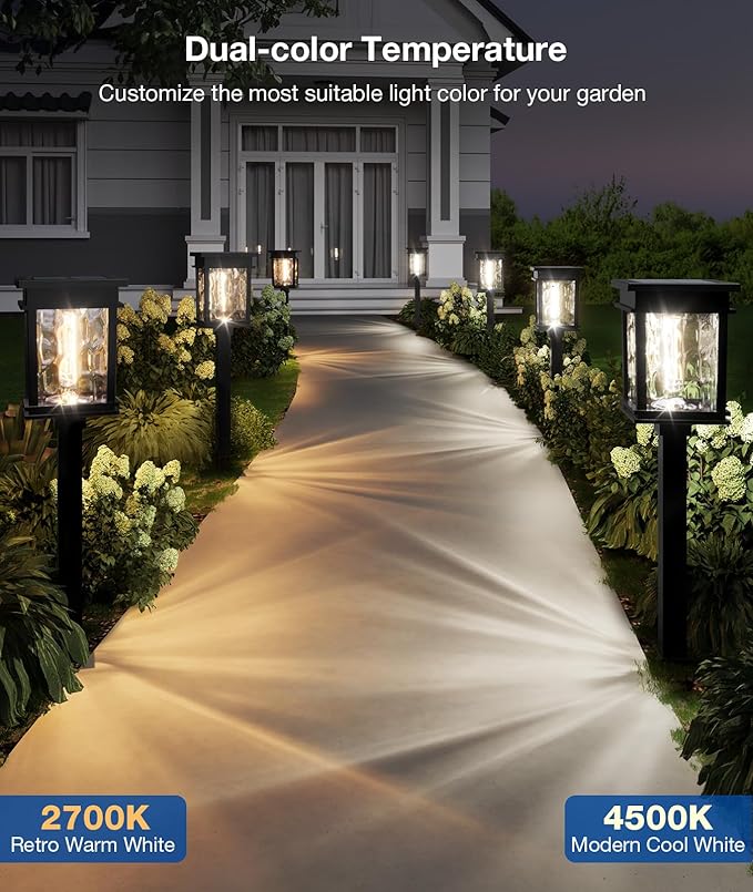 XMCOSY+ Solar Pathway Lights Outdoor, Adjustable Warm & Cool White, 50 Lumens - Image 3