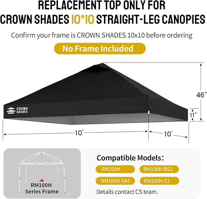 CROWN SHADES 10x10 Canopy Replacement Top - Image 3