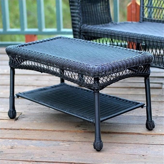Pemberly Row Wicker Patio Coffee Table, Hand-Woven All-Weather Resin Surface by PEMBERLYROW