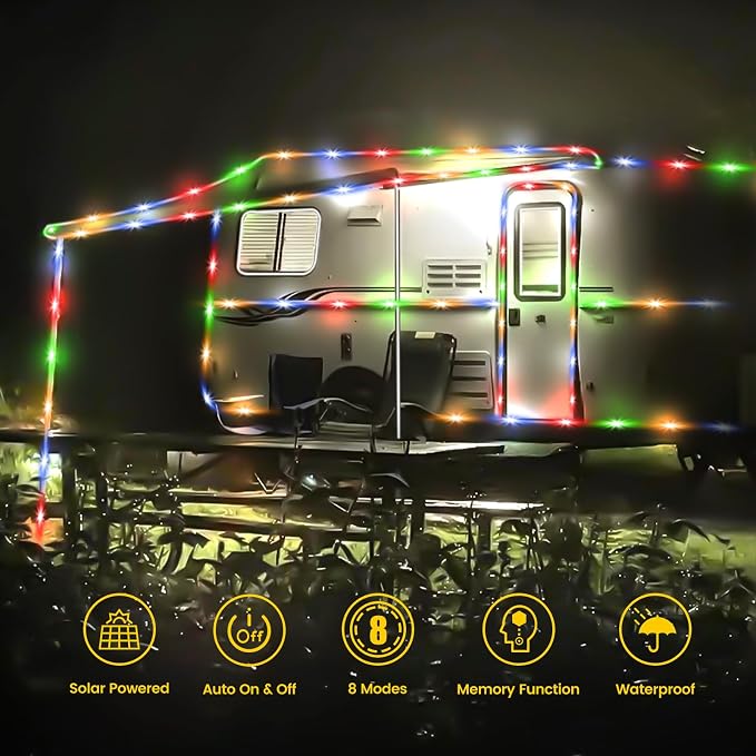 200 LED Solar Rope Lights Outdoor, 66FT Solar String Lights Indoor Waterproof - Image 5