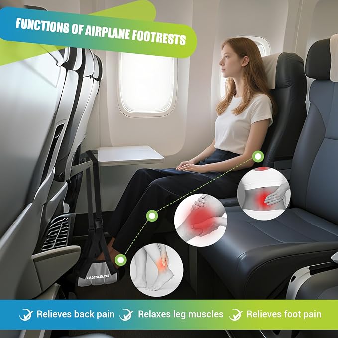 Foot Hammock for Plane Travel, No Collapse Thickened Bamboo Airplane Foot Rest - Image 5
