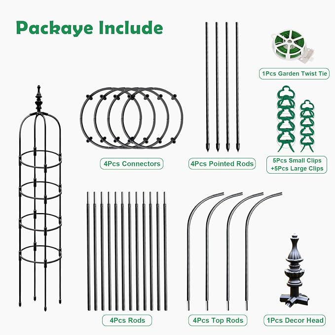 Trellis for Climbing Plants Outdoor 1Pcs Garden Obelisk 6Ft, Metal Pipe Tomato - Image 7
