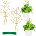 AUGSUN 2 Pcs Gold Trellis Leaf Shape 12 Inch Metal Plant Support by AUGSUN