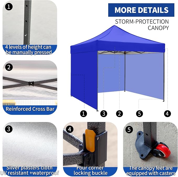 10x10 Pop up Canopy Tent with Sidewalls, Heavy Duty Waterproof Sun Shade Canopy - Image 4
