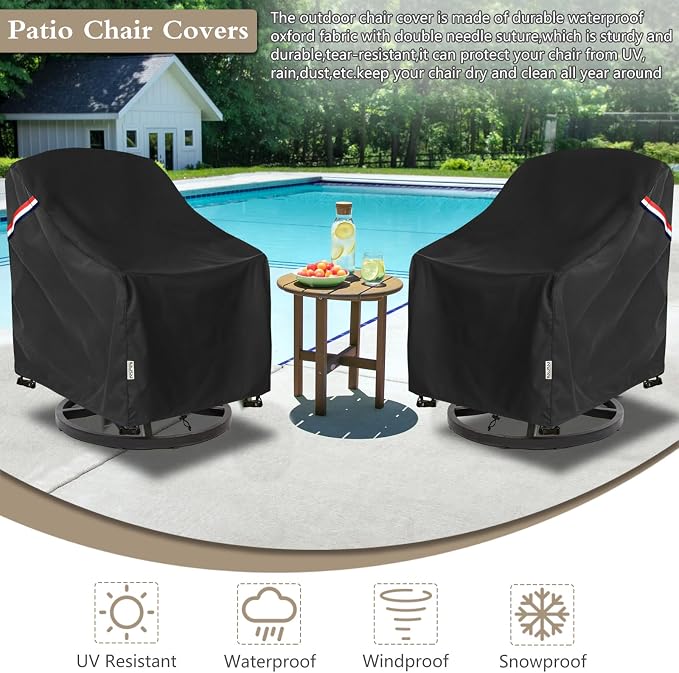 Patio Chair Covers Waterproof Heavy Duty Patio Furniture Covers, 27.5W x 32.6D - Image 5