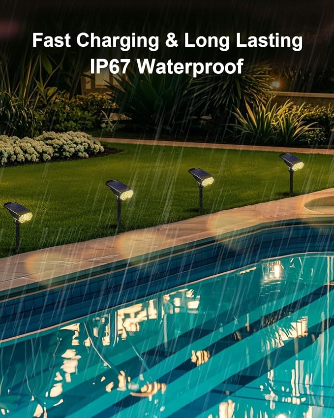 6 Pack Solar Powered Outdoor Spot Lights Outside Waterproof 20 LEDs Landscape - Image 6