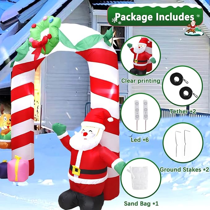 8 FT Christmas Inflatables Archway Outdoor Decorations, Inflatable Santa & - Image 6